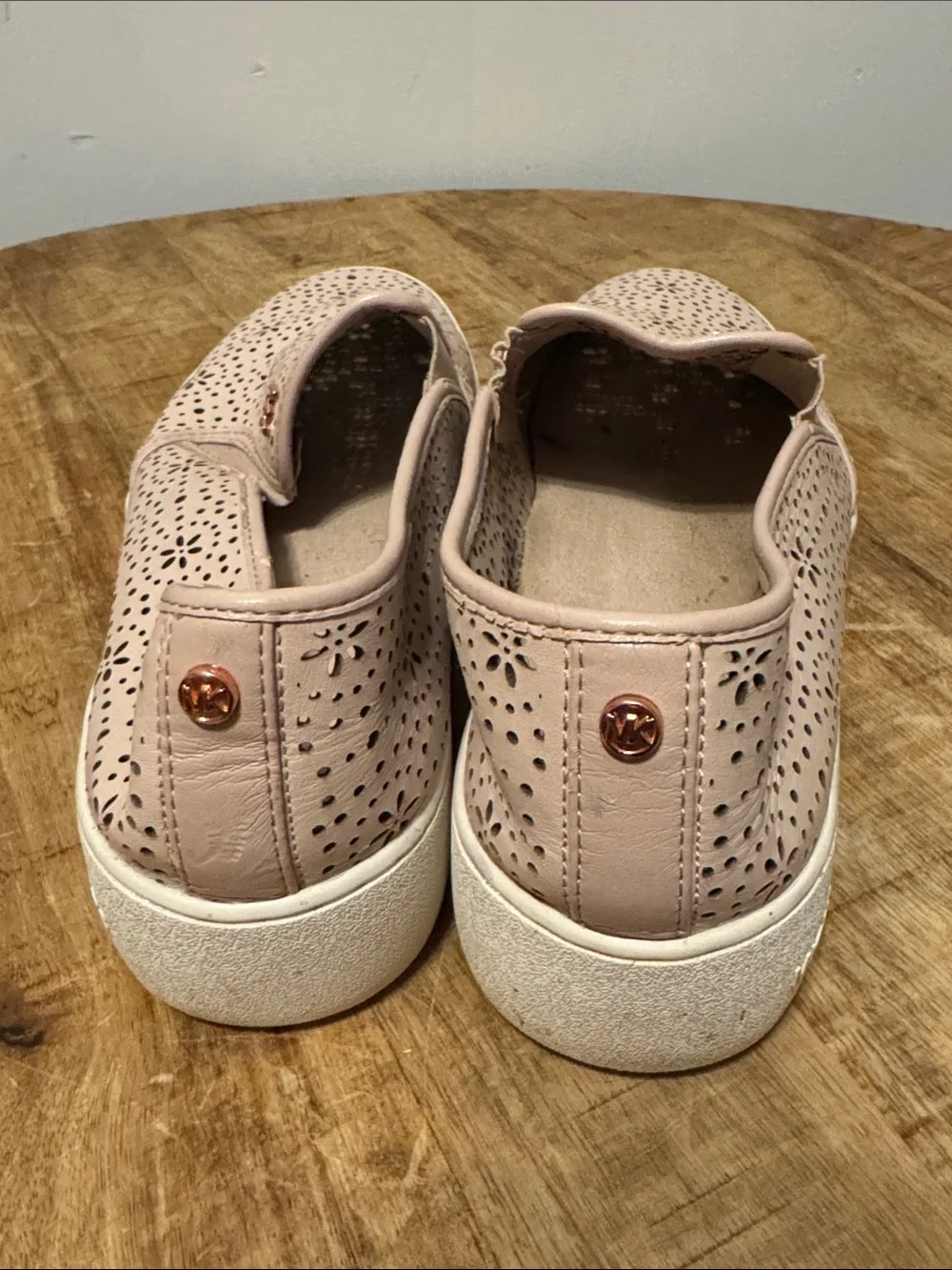 Michael Kors Pink Perforated Slip-On Platform Sneakers